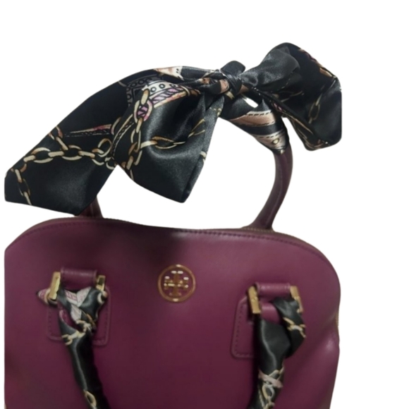 Tory Burch | Robinson Dome Violet Leather Satchel Bag - Discoloration on Handles - Picture 11 of 11